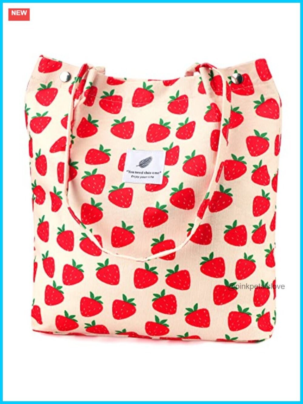 Corduroy Canvas Shoulder Tote with Inner Pocket
